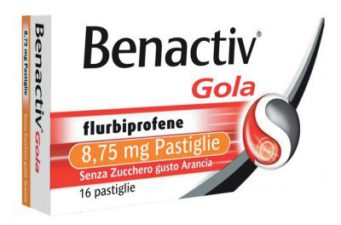 Benactiv Gola 8,75MG Pastiglie senza zucchero – Gusto Arancia (16 Pastiglie)