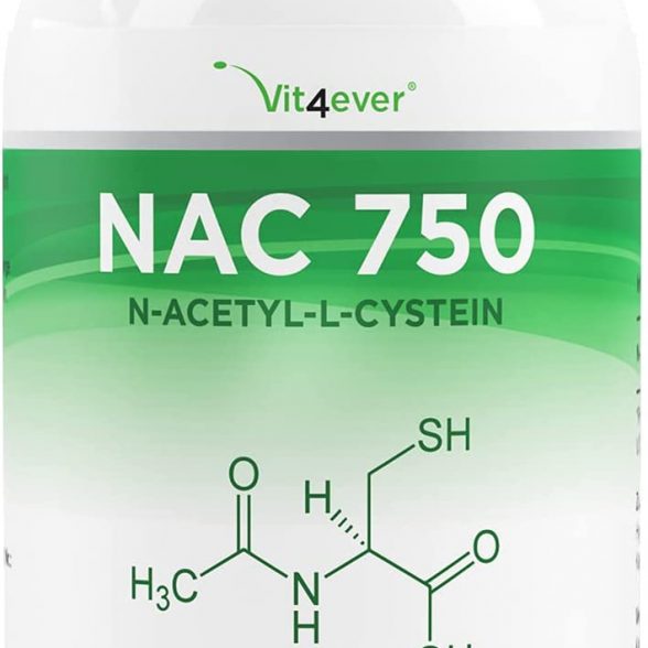 NAC – N-Acetyl L-Cysteine 180 capsule da 750 mg ciascuna – Fornitura per 6 mesi – Vegan – Altamente dosato – Qualità premium
