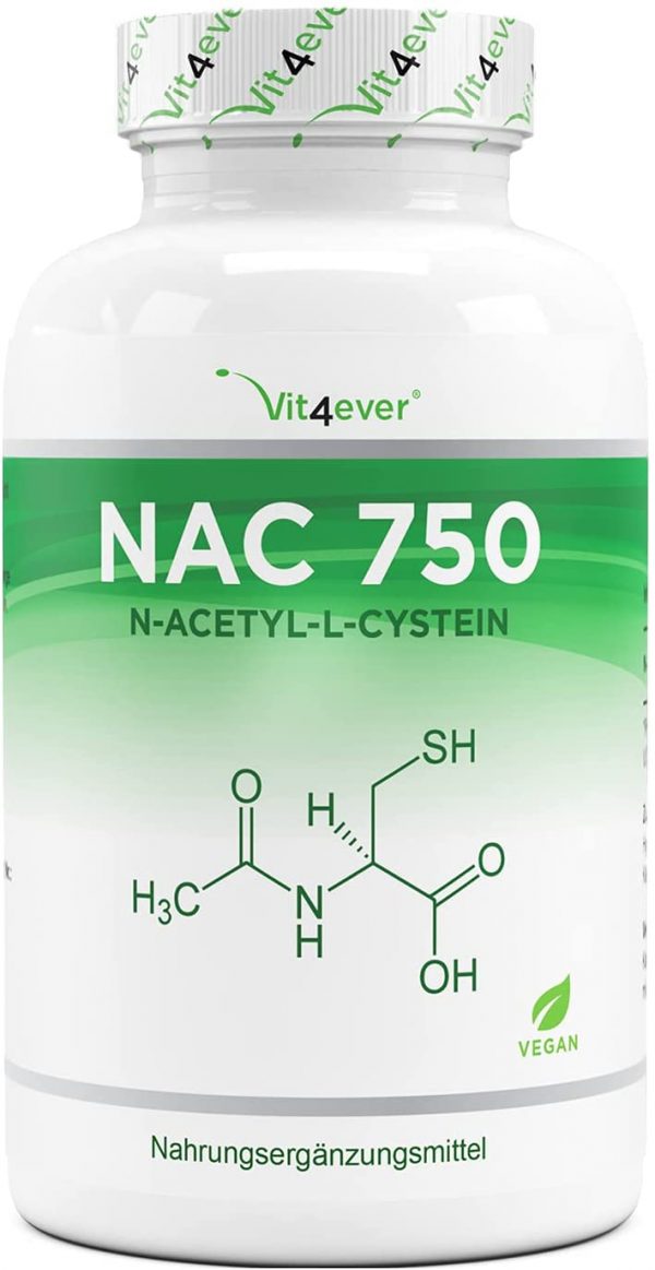 NAC – N-Acetyl L-Cysteine 180 capsule da 750 mg ciascuna – Fornitura per 6 mesi – Vegan – Altamente dosato – Qualità premium