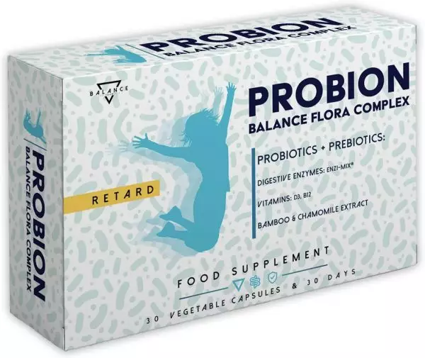 PROBION® | Fermenti Lattici | Probiotici e Prebiotici insieme | 40 miliardi CFU | + Enzi-Mix™ Enzimi Digestivi + Vitamine + Bambù e Camomilla per eliminare i gas intestinali | 30 cps Gastroresistenti