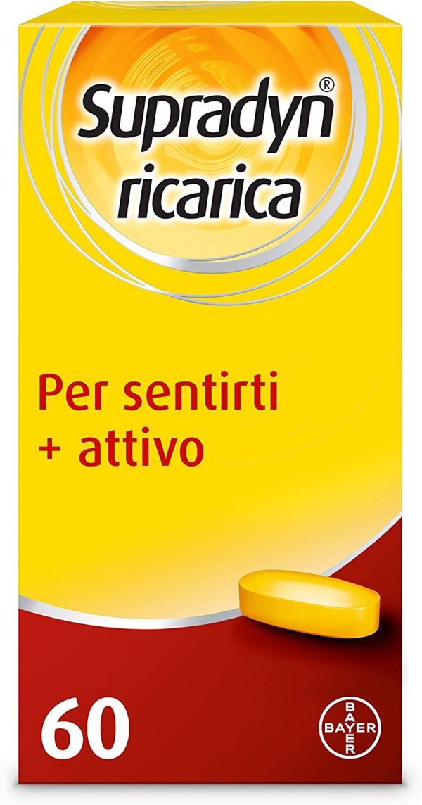 Supradyn Ricarica Integratore Multivitaminico Alimentare Completo, con Vitamina A, B, C, D, E, K, Minerali e Coenzima Q10, contro Stanchezza Fisica e Mentale, 60 Compresse Rivestite