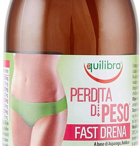 Equilibra Integratori Alimentari, Perdita di Peso Fast Drena, Integratore a Base di Estratti Vegetali, per il Drenaggio dei Liquidi e la Funzionalità delle Vie Urinarie, Da Diluire, Gusto Lime, 500 ml